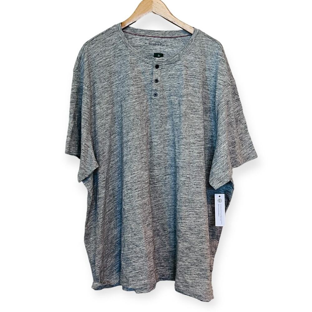HAWKER RYE Men's Gray Short Sleeve Henley T-Shirt 3XL Big Tall NWT Casual